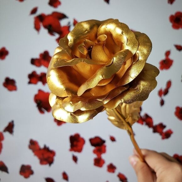 24K Gold Plated Rose Foil Flower Gift Valentine's Birthday Lover NWT - Picture 4 of 11